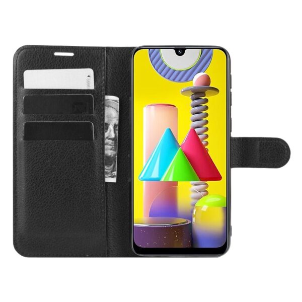 Θήκη Samsung Galaxy M31 Βιβλίο Μαύρο Litchi Texture Horizontal Flip Protective Case with Holder & Card Slots & Wallet Black