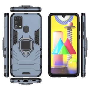 Σκληρή Θήκη Samsung Galaxy M31 Μπλε Με Σταντ PC + TPU Shockproof Protective Case with Magnetic Ring Holder Blue