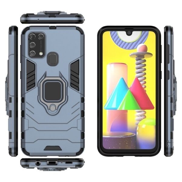 Σκληρή Θήκη Samsung Galaxy M31 Μπλε Με Σταντ PC + TPU Shockproof Protective Case with Magnetic Ring Holder Blue