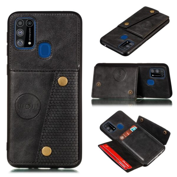 Θήκη Samsung Galaxy M31 Μαύρη Double Buckle PU + TPU Shockproof Magnetic Protective Case with Card Slot Black