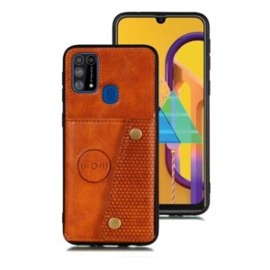 Θήκη Samsung Galaxy M31 Καφέ Double Buckle PU + TPU Shockproof Magnetic Protective Case with Card Slot Brown