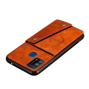 Θήκη Samsung Galaxy M31 Καφέ Double Buckle PU + TPU Shockproof Magnetic Protective Case with Card Slot Brown