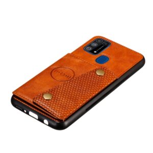 Θήκη Samsung Galaxy M31 Καφέ Double Buckle PU + TPU Shockproof Magnetic Protective Case with Card Slot Brown