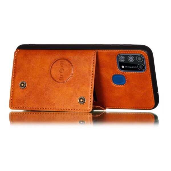 Θήκη Samsung Galaxy M31 Καφέ Double Buckle PU + TPU Shockproof Magnetic Protective Case with Card Slot Brown