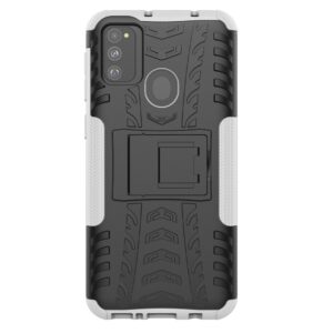 Θήκη Samsung Galaxy M31 / M21 Λευκή Tire Texture Shockproof TPU+PC Protective Case with Holder White