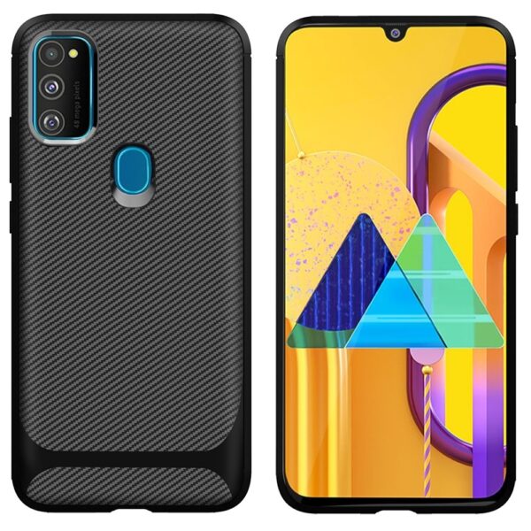 Θήκη Samsung Galaxy M21 Σιλικόνης Μαύρη Carbon Fiber Texture Shockproof TPU Protective Case Black