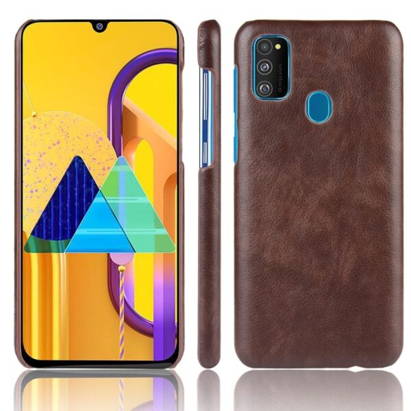 Σκληρή Θήκη Samsung Galaxy M21 Καφέ Shockproof Litchi Texture PC + PU Case Brown