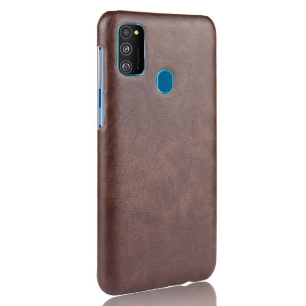 Σκληρή Θήκη Samsung Galaxy M21 Καφέ Shockproof Litchi Texture PC + PU Case Brown