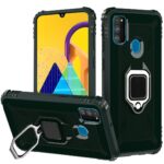 Θήκη Samsung Galaxy M21 Σιλικόνης Πράσινη Carbon Fiber Protective Case with 360 Degree Rotating Ring Holder Green