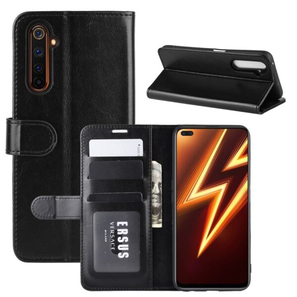 Θήκη Realme 6 Pro Βιβλίο Μαύρο R64 Texture Single Horizontal Flip Protective Case Black