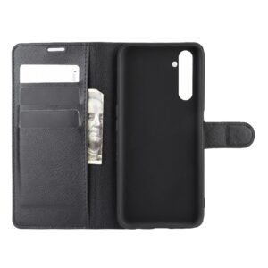 Θήκη Realme 6 Pro Βιβλίο Μαύρο Litchi Texture Horizontal Flip Protective Case with Holder & Card Slots & Wallet Black