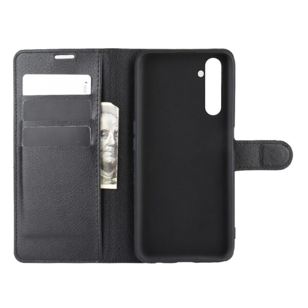 Θήκη Realme 6 Pro Βιβλίο Μαύρο Litchi Texture Horizontal Flip Protective Case with Holder & Card Slots & Wallet Black