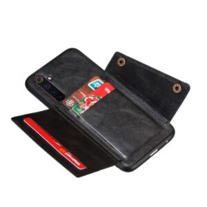 Θήκη Realme 6 Pro Μαύρη PU + TPU Shockproof Magnetic Protective Case with Card Slots Black