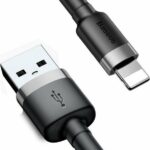 Baseus Cafule Durable Nylon Braided USB to Lightning Cable 2m 1.5A Black / Grey CALKLF-CG1