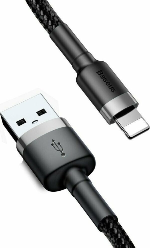 Baseus Cafule Durable Nylon Braided USB to Lightning Cable 2m 1.5A Black / Grey CALKLF-CG1 Baseus Cafule Durable Nylon Braided USB to Lightning Cable 2m 1.5A Black / Grey CALKLF-CG1