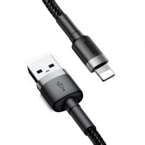 Baseus Cafule Durable Nylon Braided USB to Lightning Cable 2m 1.5A Black / Grey CALKLF-CG1