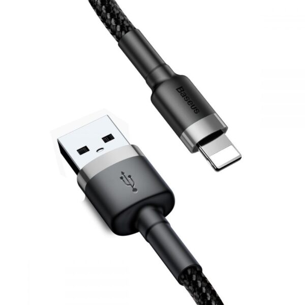 Baseus Cafule Durable Nylon Braided USB to Lightning Cable 2m 1.5A Black / Grey CALKLF-CG1