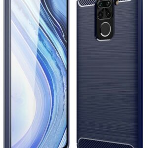Θήκη Xiaomi Redmi Note 9 Σιλικόνης Μπλε Brushed Carbon Fiber Silicone Case Blue