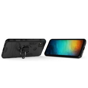 Σκληρή Θήκη Xiaomi Redmi 9C / Redmi 10A Μαύρη Με Σταντ Shockproof PC + TPU Protective Case with Magnetic Ring Holder Black