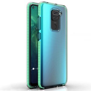 Θήκη Xiaomi Redmi Note 9 Σιλικόνης Διάφανη - Βεραμάν Spring TPU Back Cover Case with Frame Transparent - Mint