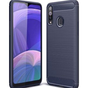 Forcell Samsung Galaxy A20s Brushed Carbon Θήκη Σιλικόνης - Navy Blue