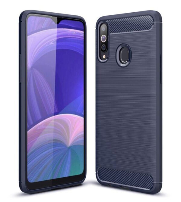 Forcell Samsung Galaxy A20s Brushed Carbon Θήκη Σιλικόνης - Navy Blue