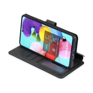 Θήκη Samsung Galaxy A51 4G Βιβλίο Μαύρο Calf Texture Magnetic Buckle Horizontal Flip Case Black