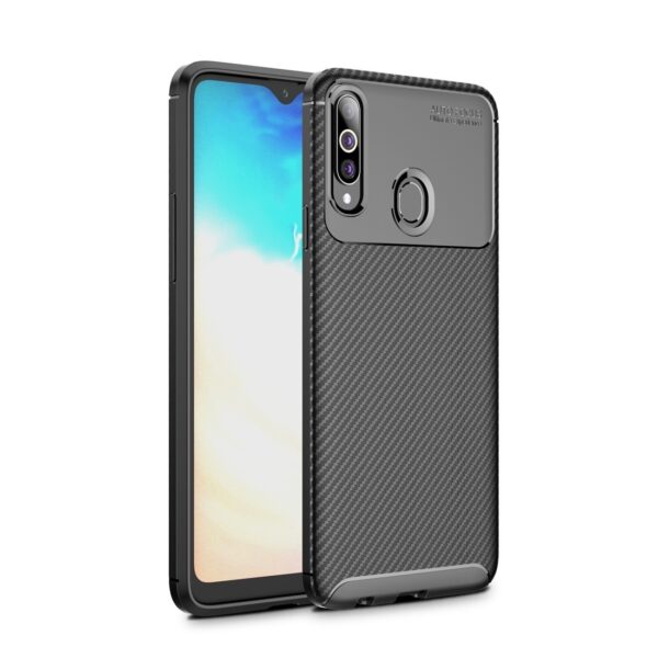 Θήκη Samsung Galaxy A20s Σιλικόνης Μαύρη Carbon Fiber Texture Shockproof TPU Case Black