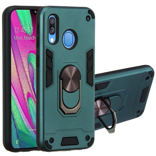 Θήκη Samsung Galaxy A40 Πράσινη Με Σταντ 2 in 1 Armour Series PC + TPU Protective Case with Ring Holder Green