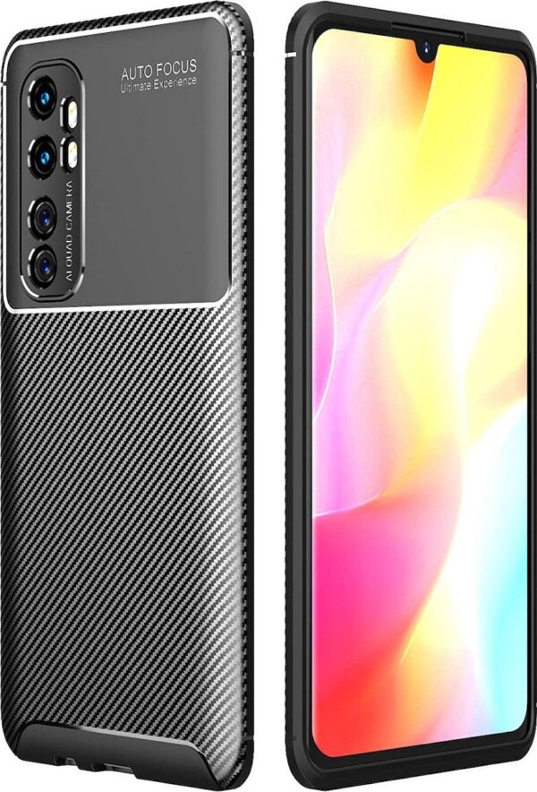 Θήκη Xiaomi Mi Note 10 Lite Σιλικόνης Μαύρη Carbon Fiber Texture Shockproof TPU Case Black