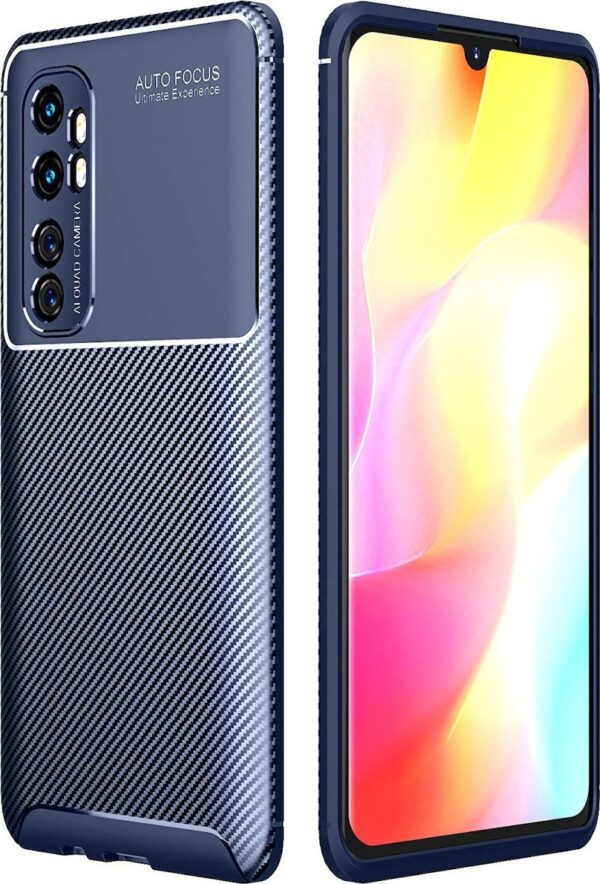 Θήκη Xiaomi Mi Note 10 Lite Σιλικόνης Μπλε Carbon Fiber Texture Shockproof TPU Case Blue