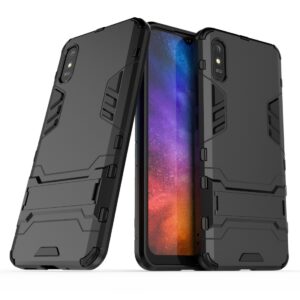 Xiaomi Redmi 9A / 9AT Σκληρή Θήκη Μαύρη PC + TPU Shockproof Protective Case with Holder Black