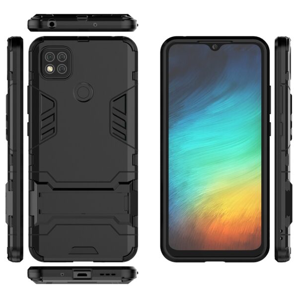 Σκληρή Θήκη Xiaomi Redmi 9C / Redmi 10A Μαύρη PC + TPU Shockproof Protective Case with Holder Black