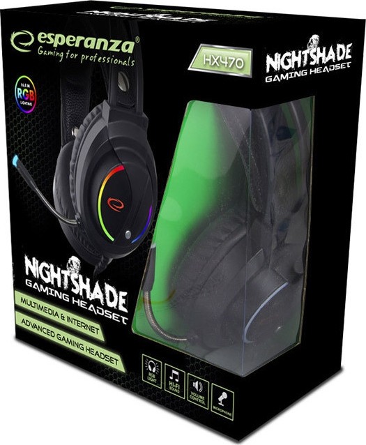 Esperanza Ενσύρματα Gaming Ακουστικά Stereo Headphones With Microphone NIGHTSHADE EGH470 (5901299944677)