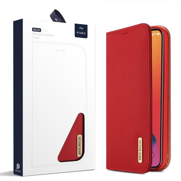 Θήκη iPhone 12 / 12 Pro Βιβλίο Κόκκινο DUX DUCIS WISH Series TPU + PU + Leather Case with Card Slots & Wallet Red