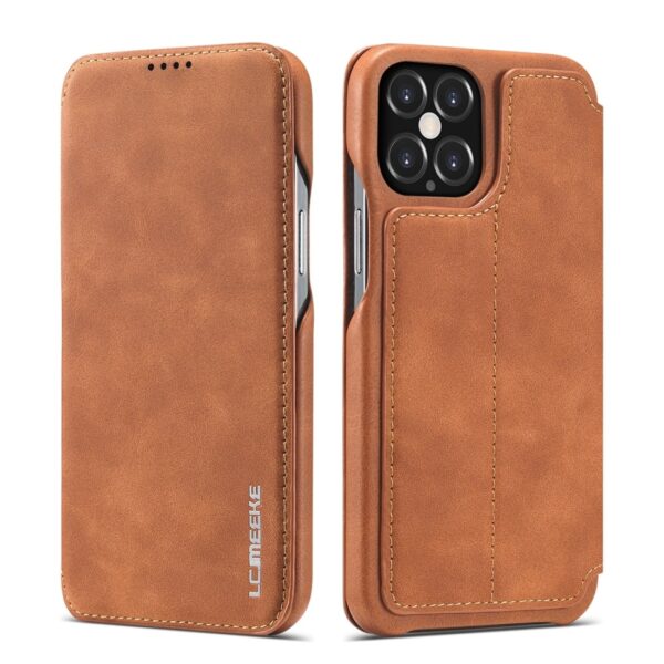 Θήκη iPhone 12 / 12 Pro Βιβλίο Καφέ LC.IMEEKE Hon Ancient Series Horizontal Flip Case Brown