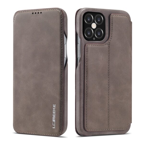 Θήκη iPhone 12 / 12 Pro Βιβλίο Σκούρο Καφέ LC.IMEEKE Hon Ancient Series Horizontal Flip Case Dark Brown