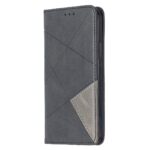 Θήκη iPhone 12 / 12 Pro Βιβλίο Μαύρο Rhombus Texture Horizontal Flip Magnetic Case Black