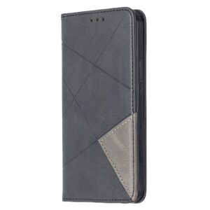 Θήκη iPhone 12 / 12 Pro Βιβλίο Μαύρο Rhombus Texture Horizontal Flip Magnetic Case Black
