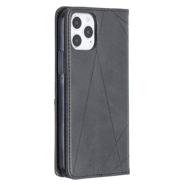 Θήκη iPhone 12 / 12 Pro Βιβλίο Μαύρο Rhombus Texture Horizontal Flip Magnetic Case Black