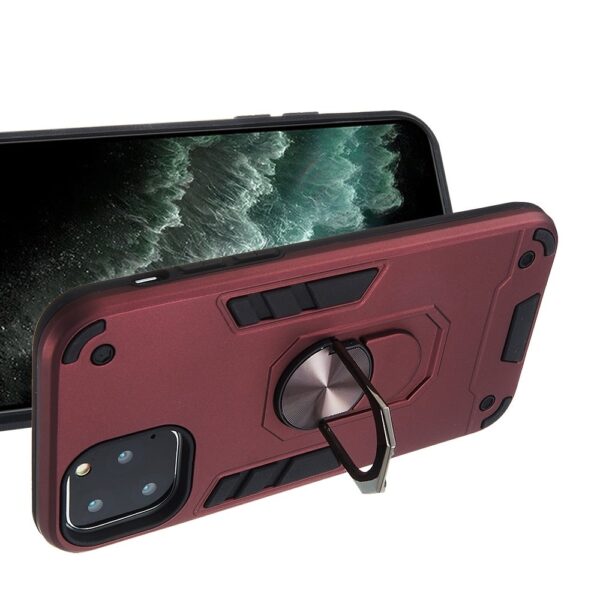 Θήκη iPhone 11 Pro Μπορντώ Με Σταντ 2 in 1 Armour Series PC + TPU Protective Case with Ring Holder Wine Red
