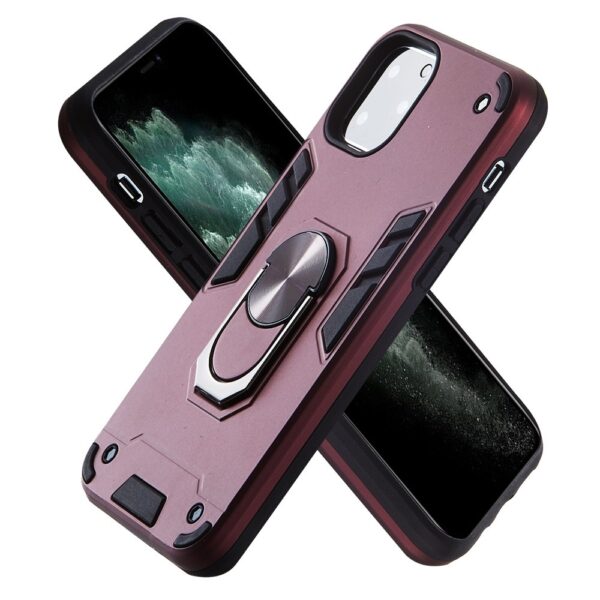 Θήκη iPhone 11 Pro Μπορντώ Με Σταντ 2 in 1 Armour Series PC + TPU Protective Case with Ring Holder Wine Red