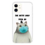 Θήκη iPhone 11 Σιλικόνης Γάτα Με Μάσκα Coloured Drawing Pattern Highly Transparent TPU Protective Case Mask Cat