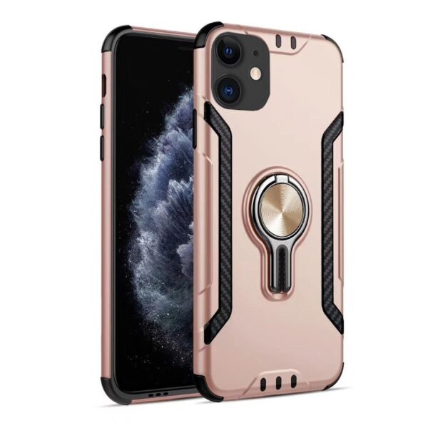 Θήκη iPhone 11 Ροζ - Χρυσή Metal Ring Holder 360 Degree Rotating TPU + PC Protective Case Rose - Gold Θήκη iPhone 11 Ροζ - Χρυσή Metal Ring Holder 360 Degree Rotating TPU + PC Protective Case Rose - Gold