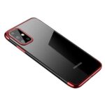 Forcell Samsung Galaxy A41 Electroplating Frame Θήκη με Πλαίσιο Σιλικόνης Διάφανη - Red