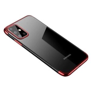 Forcell Samsung Galaxy A41 Electroplating Frame Θήκη με Πλαίσιο Σιλικόνης Διάφανη - Red