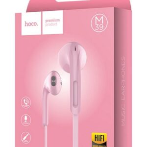 Hands Free Hoco M39 Rhyme Sound Earphones Stereo 3.5mm Ροζ με Μικρόφωνο και Πλήκτρο Λειτουργίας
