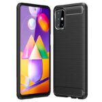 Θήκη Samsung Galaxy M31s Σιλικόνης Μαύρη Brushed Carbon Fiber Silicone Case Black