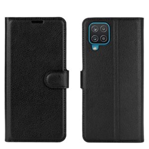 Θήκη Samsung Galaxy A12 / M12 Βιβλίο Μαύρο Litchi Texture Horizontal Flip Protective Case Black