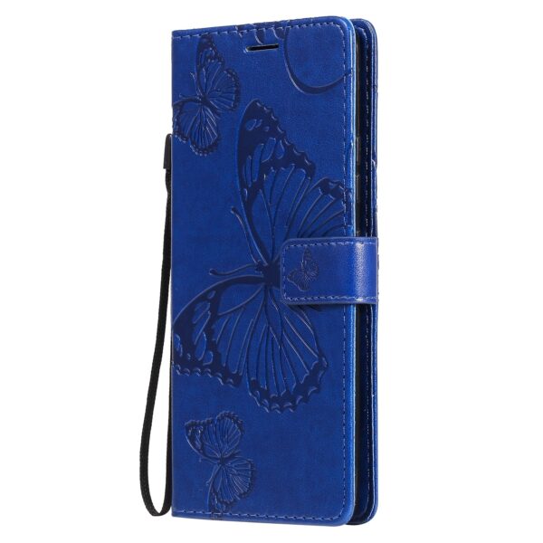 Θήκη Samsung Galaxy A42 Βιβλίο Μπλε Πεταλούδες 3D Butterflies Embossing Pattern Horizontal Flip Case Blue